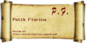 Petik Florina névjegykártya